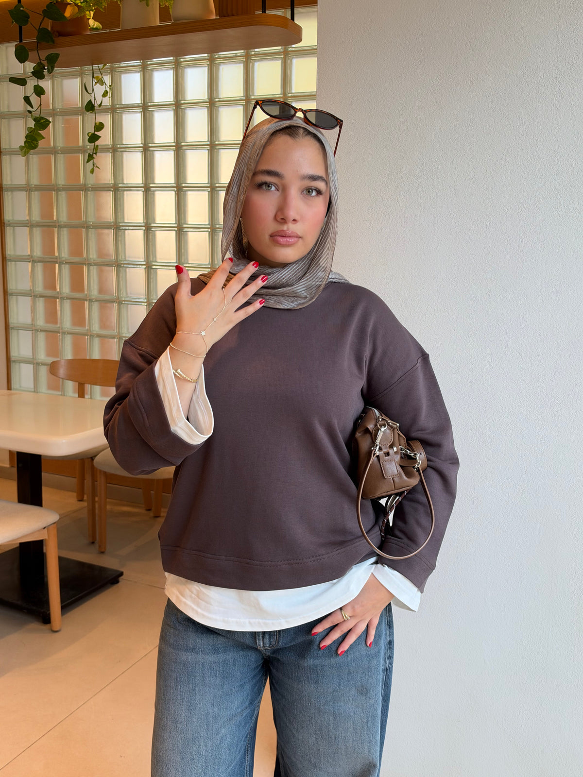 Double take pullover in Brown