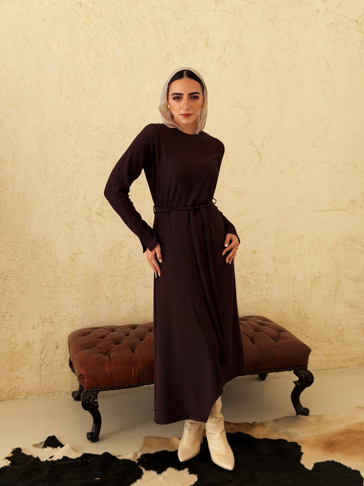 NOIR Muse Dress in Burgundy