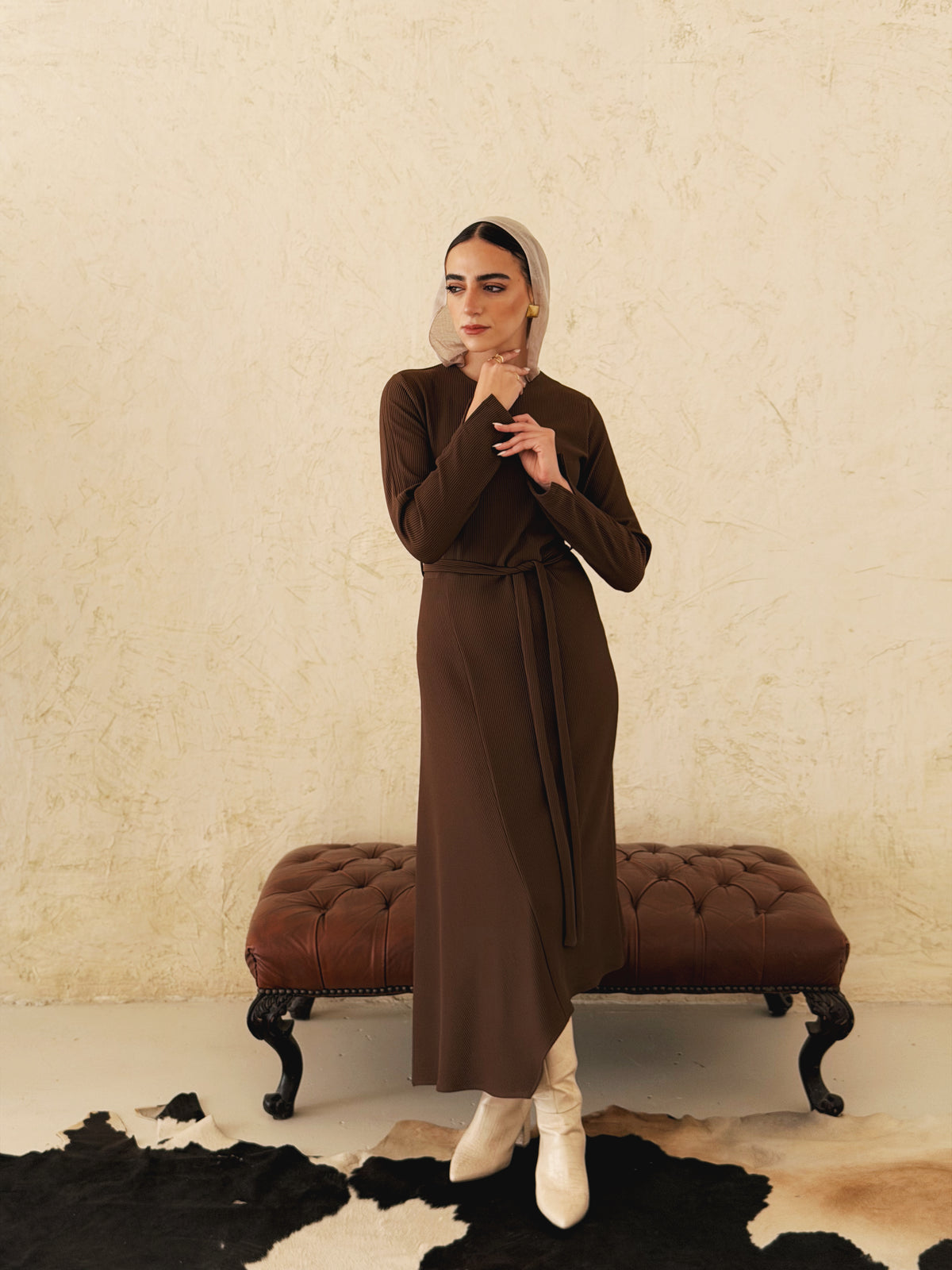 NOIR Muse Dress in brown