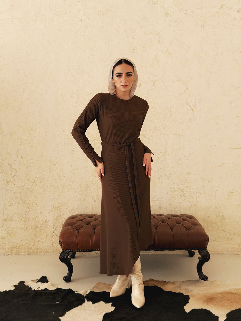 NOIR Muse Dress in brown