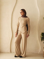 Earthline Knit Set In Beige