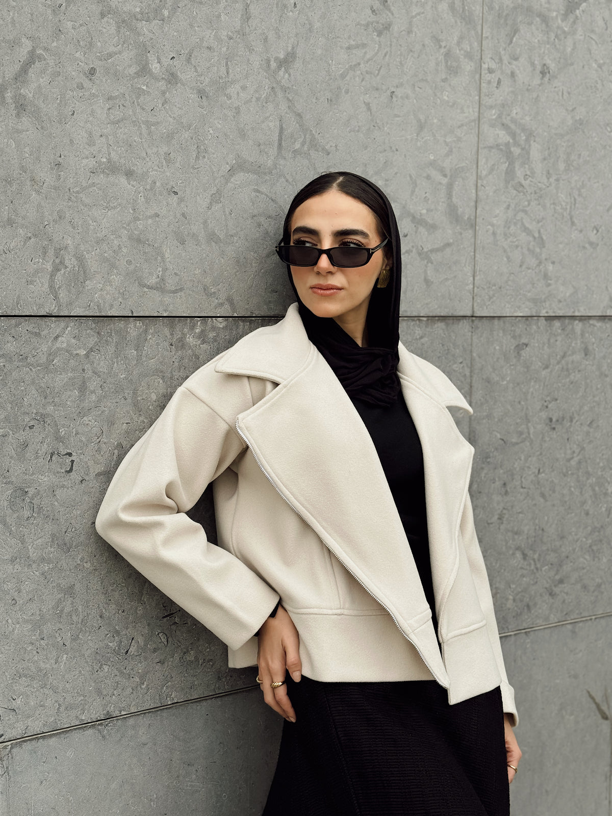 Emberline Crop Jacket In Beige