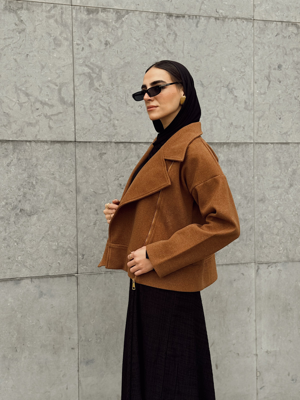 Emberline Crop Jacket In Camel